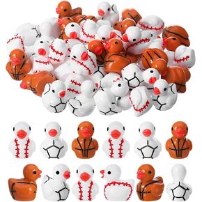 45 Pcs Mini Sports Ducks Resin Animals 3 Styles Mini Resin Ducks Soccer Duck Baseball Duck Basketball Duckies Miniature Figurines for Sports Game Activity Carnival Garden Landscape Dollhouse in Saudi Arabia