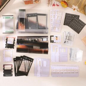 94Pcs Film Scrapbook Paper for Journaling Supplies Washi Stickers Memos Cards Waterproof Album Tape Stickers Vintage Photo Themed Scrapbooking Kits for Journal Planners Collage DIY Art Crafts Album in Saudi Arabia