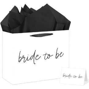 Bride to Be Gift Bag, Large Bridal Shower Gift Bag with Greeting Card and Tissue Paper, Bridal Shower Decorations for Wedding, Bachelorette Party Favor, Engagement Celebrations Supplies, Special Day in Saudi Arabia