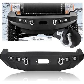 المصد الأمامي KUAFU متوافق مع 2009-2014 Ford F150 F-150 باستثناء Raptor W/Winch Plate و4 X مصابيح LED و2 D-Rings فولاذ مطلي بمسحوق أسود 2 حزم in Saudi Arabia