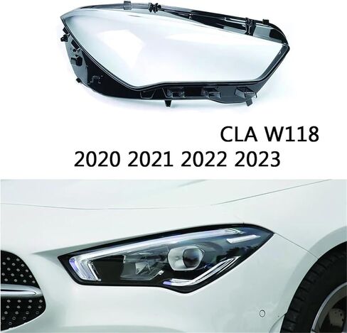 متوافق مع مرسيدس بنز CLA W118 2020 2021 2022 2023 ملحقات السيارات المصابيح الأمامية غطاء زجاجي شفاف عاكس الضوء قبعات قذيفة (1 قطعة اليسار) in Saudi Arabia