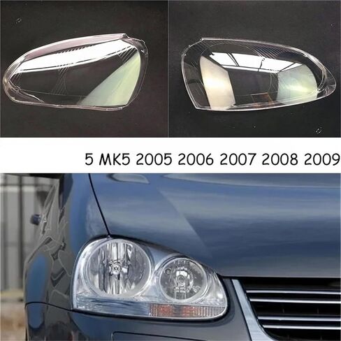 غطاء عدسة المصباح الأمامي متوافق مع VW GOLF 5 MK5 2005 2006 2007 2008 2009 أضواء السيارة المصباح رئيس غطاء المصباح استبدال عدسة المصباح الأمامي (1 قطعة يمين) in Saudi Arabia