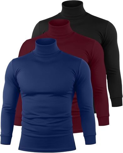 Riyiper Men's 3 Pcs Basic Turtleneck Knitted Long Sleeve Casual Fit Tops Fall Winter Pullover in Kuwait