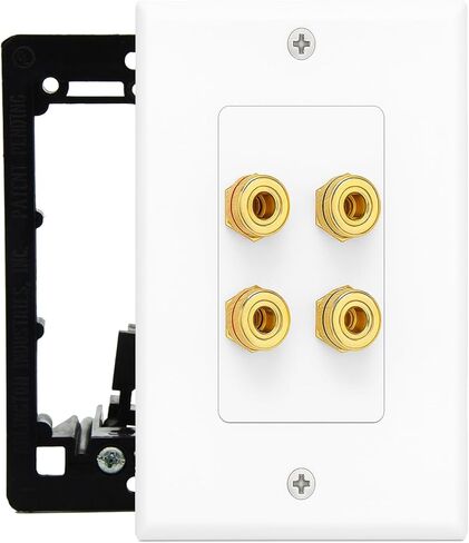 Speaker Wall Plate, 7.2 Home Theater Wall Plate, 2 RCA Wall Plate, Gold Plated Binding Posts, Speaker Wall Plates, for Home Theater Wall Speaker Plate Setup in Kuwait