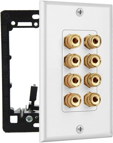 Speaker Wall Plate, 7.2 Home Theater Wall Plate, 2 RCA Wall Plate, Gold Plated Binding Posts, Speaker Wall Plates, for Home Theater Wall Speaker Plate Setup in Saudi Arabia