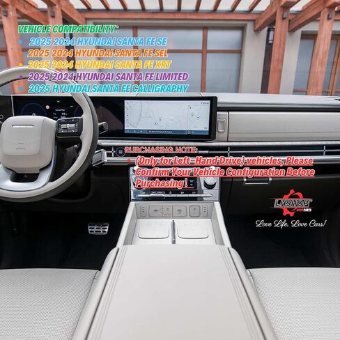 قطعتان من منظم وحدة التحكم المركزية لملحقات Hyundai Santa Fe 2025 2024 الداخلية - حصيرة شحن لاسلكية من السيليكون ووسادة حماية من السيليكون وصينية تنظيم وحدة التحكم المركزية وصندوق تخزين مسند الذراع، أسود in Kuwait