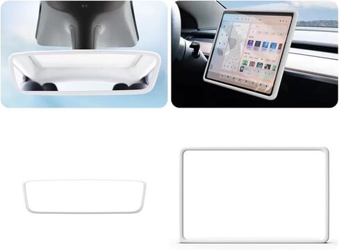 2 قطعة إطارات حماية متوافقة مع Tesla Model 3 Model Y 2025 2024 2023 2022 2021 2020 2019 2018 لشاشة اللمس المركزية وملحقات تزيين مرآة الرؤية الخلفية، سيليكون أبيض in Saudi Arabia