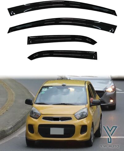 YW AUTO Out Channel Ventvisor/نافذة منحرفة/نافذة حاجب | يناسب 2011-2016 كيا بيكانتو مورنينج، 4 قطع. in Saudi Arabia