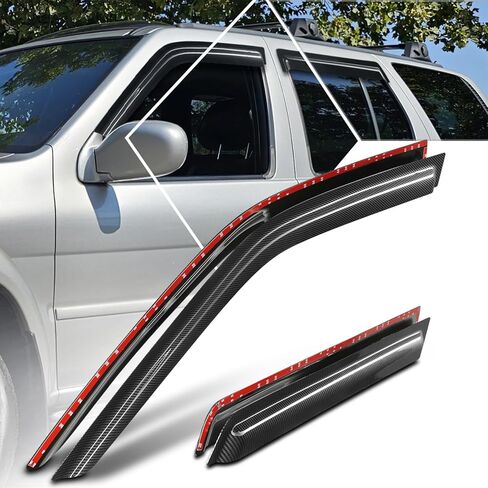 PM PERFORMOTOR 4Pcs Side Window Visors Deflector Compatible with 1996-2004 Nissan Pathfinder Infiniti QX4, Carbon Fiber Pattern Style, Black (Tape-On) in Saudi Arabia