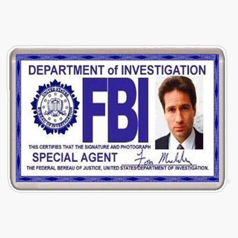 Fox Mulder The X Files Id Vinyl Waterproof Sticker Decal Car Laptop Wall Window Bumper Sticker 5" in Saudi Arabia