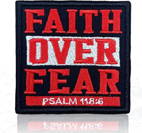 Faith Over Fear Patch,3 Inches Sew On Iron On Christian Bible Verse Embroidered Patches for Backpack, Jacket, Hat, Jeans DIY Clothes Accessory Repair Gift for Men Women Size 3 Inch in Saudi Arabia
