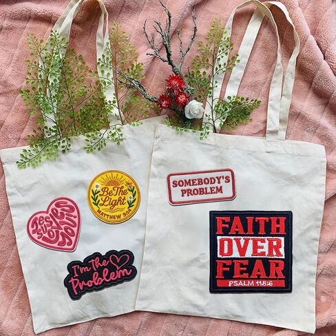 Faith Over Fear Patch,3 Inches Sew On Iron On Christian Bible Verse Embroidered Patches for Backpack, Jacket, Hat, Jeans DIY Clothes Accessory Repair Gift for Men Women Size 3 Inch in Saudi Arabia