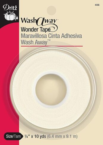 Dritz Wash-A-Way Wonder، مزدوج الجوانب، 1/4 بوصة، لفة واحدة، شريط قماشي أبيض، 1/4 بوصة × 25 ياردة in Kuwait
