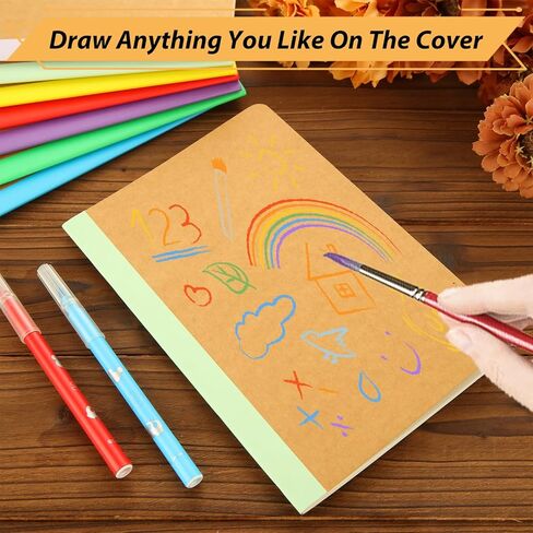 MIVIDE 50 Pack A5 Blank Kraft Notebooks, Bulk Pack 8.3" x 5.5" Notebooks 30 Sheets 60 Pages, Lined Travel Notebooks for Writing, Making Plans, School Office Supplies in Kuwait