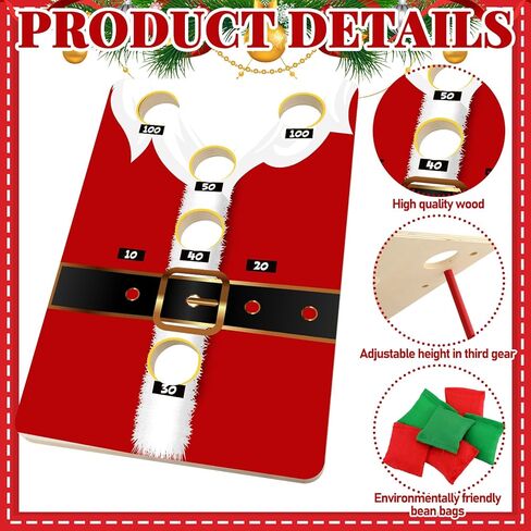 Hiboom Large Christmas Bean Bag Toss Game (Includes 6 Bags, Red Green) Christmas Party Favor for Kids and Adult, Beach Yard Outdoor Activities, Family Party Supplies in Kuwait