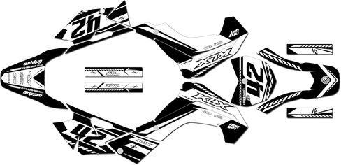 مجموعة رسومات لـ Kawasaki KLX140 2008-2018 وKLX140R 2019+ Lethal Series White 09 Mil - مجموعة ملصقات رسومات السباق المخصصة للدراجة الترابية، بدون بلاستيك in Saudi Arabia