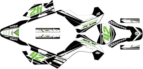 مجموعة رسومات لـ Kawasaki KLX140 2008-2018 وKLX140R 2019+ Lethal Series White 09 Mil - مجموعة ملصقات رسومات السباق المخصصة للدراجة الترابية، بدون بلاستيك in Saudi Arabia