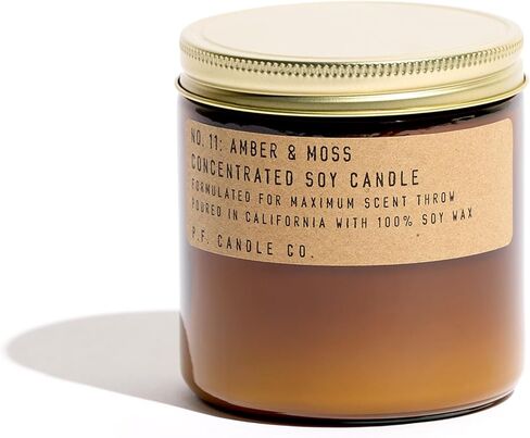 P.F. Candle Co. Amber & Moss Classic Standard Scented Soy Wax Candle (7.2 oz) 40-50 Hour Burn Time, Cotton Wick, Amber Glass Jar in Saudi Arabia