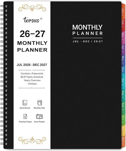 2025 Monthly Planner - Monthly Planner 2025, JAN 2025 - DEC 2025, 8.9" x 11.1" Monthly Calendar Planner 2025, Monthly Tabs, Premium Paper, Black in Saudi Arabia