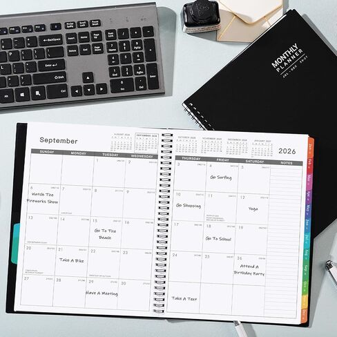2025 Monthly Planner - Monthly Planner 2025, JAN 2025 - DEC 2025, 8.9" x 11.1" Monthly Calendar Planner 2025, Monthly Tabs, Premium Paper, Black in Saudi Arabia