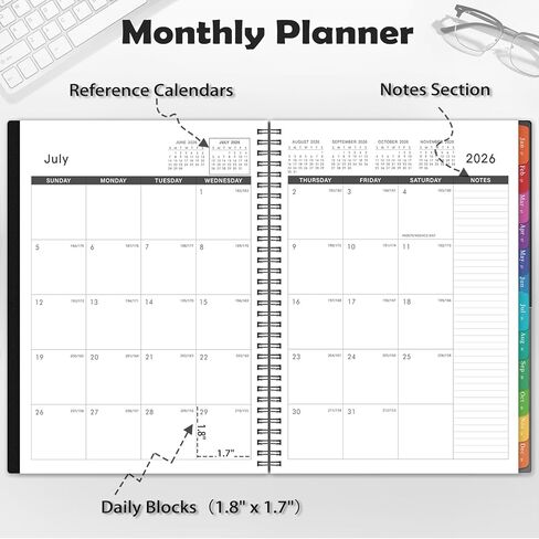 2025 Monthly Planner - Monthly Planner 2025, JAN 2025 - DEC 2025, 8.9" x 11.1" Monthly Calendar Planner 2025, Monthly Tabs, Premium Paper, Black in Saudi Arabia