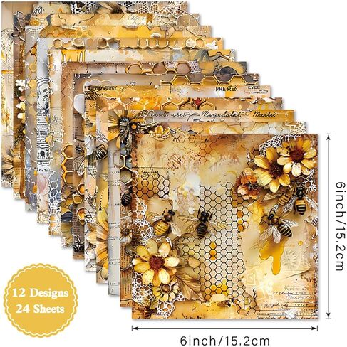 Scrapbook Paper Pad, 24 Sheets Mixture Colored Paper, 6"×6" Holiday Pattern Cardstock Paper Assorted Colors, Scrapbooking Supplies Paper for Junk Journal Craft DIY Photo Album Cottagecore Room Décor in Kuwait