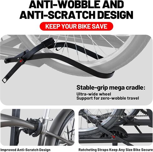 Young 200 lb 2-Bike Rack Hitch Mount for Cars Trucks SUVs RVs, fits Standard, MTB, Fat Tire Bikes w/Up to 5-inch Tire - 2" Hitch Receiver in Kuwait