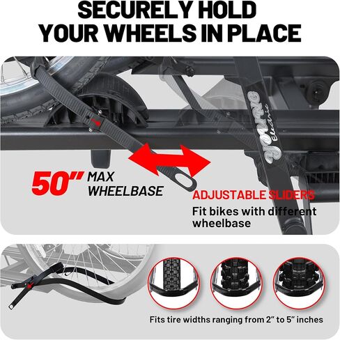 Young 200 lb 2-Bike Rack Hitch Mount for Cars Trucks SUVs RVs, fits Standard, MTB, Fat Tire Bikes w/Up to 5-inch Tire - 2" Hitch Receiver in Kuwait