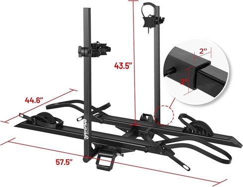 Young 200 lb 2-Bike Rack Hitch Mount for Cars Trucks SUVs RVs, fits Standard, MTB, Fat Tire Bikes w/Up to 5-inch Tire - 2" Hitch Receiver in Kuwait