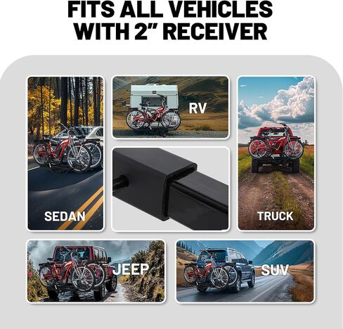 Young 200 lb 2-Bike Rack Hitch Mount for Cars Trucks SUVs RVs, fits Standard, MTB, Fat Tire Bikes w/Up to 5-inch Tire - 2" Hitch Receiver in Kuwait