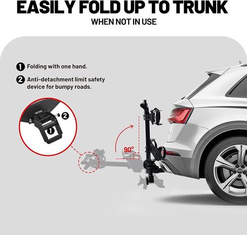 Young 200 lb 2-Bike Rack Hitch Mount for Cars Trucks SUVs RVs, fits Standard, MTB, Fat Tire Bikes w/Up to 5-inch Tire - 2" Hitch Receiver in Kuwait