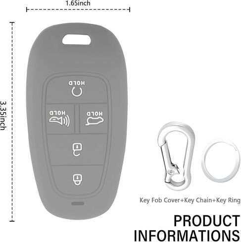 Compatible with Hyundai Key Fob Cover,Silicone Car Key Cover with Keys Chain and Keys Ring,5 Button Cars Keychains(Pink) in Saudi Arabia