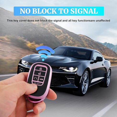 غطاء EnerCharge لمفتاح Honda Key fob مع سلسلة مفاتيح، واقي حافظة مفتاح السيارة TPU أسود متوافق مع 2022 2023 2024 Honda Accord Civic HR-V CR-V Pilot Smart Key Fob Case (أسود أرجواني) in Saudi Arabia