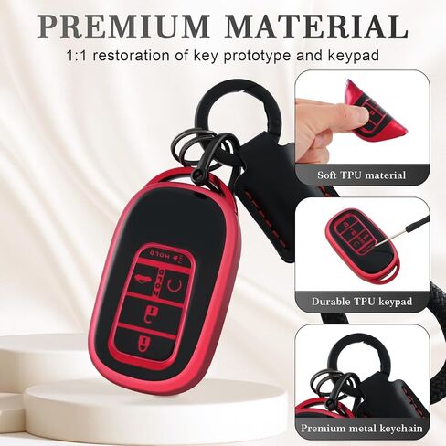 EnerCharge for Honda Key fob Cover with Keychain, Black TPU Car Key Case Protector Compatible with 2022 2023 2024 Honda Accord Civic HR-V CR-V Pilot Smart Key Fob Case (Black Purple) in Saudi Arabia