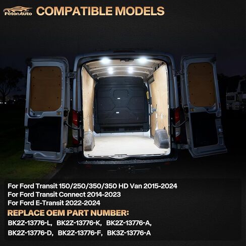 4PCS Transit Interior Carbin Courtesy Load Space Area Roof Top Cargo Van LED Lights with Wire Harness Accessories for 2014-2024 Ford Transit 150 250 350 HD Connect, White 6000K in Saudi Arabia