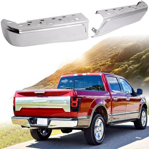 Rear Bumper End Cap Compatible with 2015-2020 Ford F150 w/Parking Sensor Hole Black Steel Bumper Guard Pad Cover Left & Right FO1102383 in Kuwait