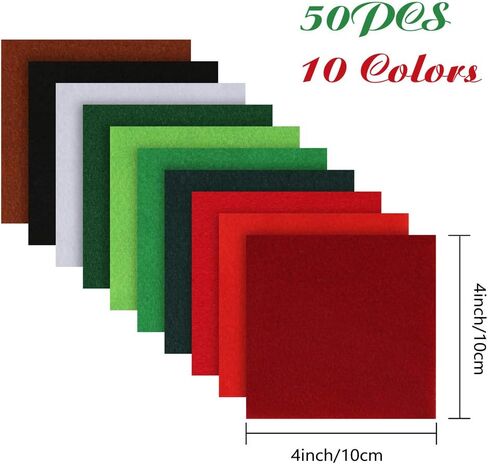 Pllieay 30 Pieces Felt Fabric Sheets for Christmas, 10 Colors Craft Felt Sheets Patchwork Sewing DIY Craft for Art Making and Christmas Decoration, 1.3mm, 5.9 by 5.9 Inch in Kuwait