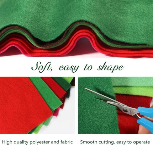 Pllieay 30 Pieces Felt Fabric Sheets for Christmas, 10 Colors Craft Felt Sheets Patchwork Sewing DIY Craft for Art Making and Christmas Decoration, 1.3mm, 5.9 by 5.9 Inch in Kuwait
