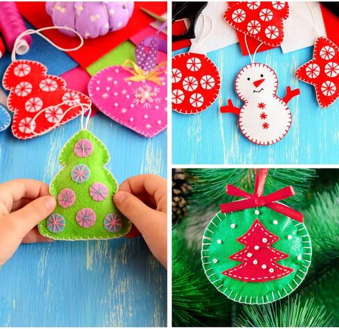 Pllieay 30 Pieces Felt Fabric Sheets for Christmas, 10 Colors Craft Felt Sheets Patchwork Sewing DIY Craft for Art Making and Christmas Decoration, 1.3mm, 5.9 by 5.9 Inch in Kuwait