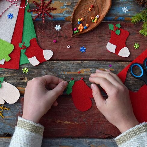 Pllieay 30 Pieces Felt Fabric Sheets for Christmas, 10 Colors Craft Felt Sheets Patchwork Sewing DIY Craft for Art Making and Christmas Decoration, 1.3mm, 5.9 by 5.9 Inch in Kuwait