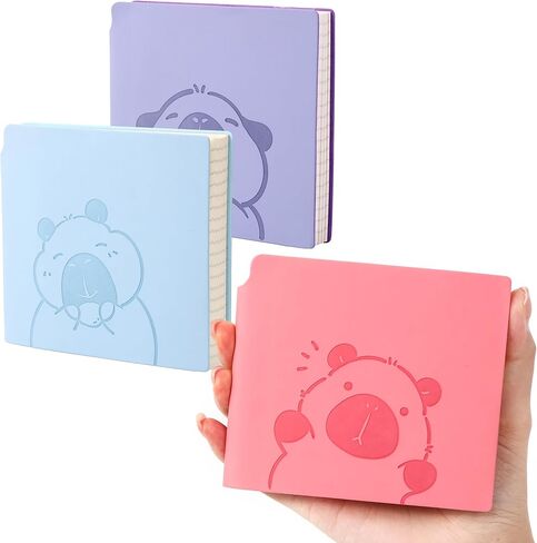BOBO RABBIT 3 عبوات من دفاتر الملاحظات الفارغة الصغيرة حجم الجيب دفتر يوميات ورقي غير مبطن إجمالي 600 صفحة كتاب رسم صغير من الجلد الناعم بدون خط كراسة رسم كرتونية نمط كابيبارا للمسافرين رسم رسم السفر مسطح، 3.9 بوصة × 3.9 بوصة داخلي (مربع صغير) in Kuwait