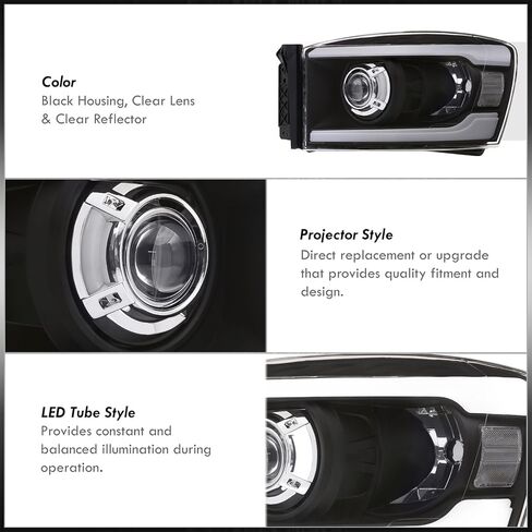 AJP الموزعين LED DRL أنبوب بار القيادة العارض رئيس أضواء الوفير الزاوية مصابيح إشارة زوج الجمعية LH RH يسار + يمين متوافق/استبدال لرام 1500 2500 3500 2006 2007 2008 2009 06 07 08 09 in Kuwait