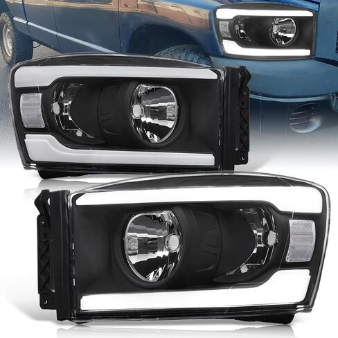AJP الموزعين LED DRL أنبوب بار القيادة العارض رئيس أضواء الوفير الزاوية مصابيح إشارة زوج الجمعية LH RH يسار + يمين متوافق/استبدال لرام 1500 2500 3500 2006 2007 2008 2009 06 07 08 09 in Kuwait