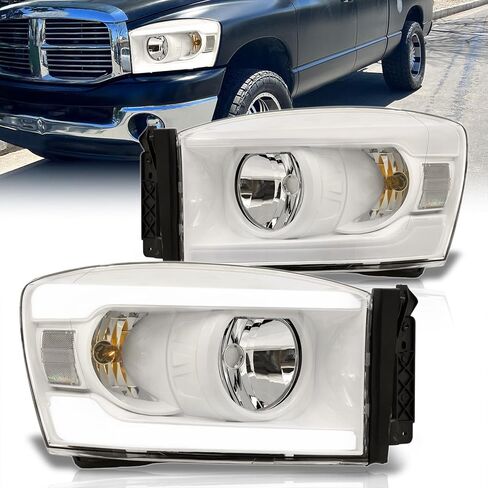 AJP الموزعين LED DRL أنبوب بار القيادة العارض رئيس أضواء الوفير الزاوية مصابيح إشارة زوج الجمعية LH RH يسار + يمين متوافق/استبدال لرام 1500 2500 3500 2006 2007 2008 2009 06 07 08 09 in Kuwait