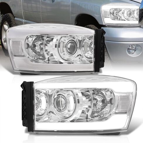 AJP الموزعين LED DRL أنبوب بار القيادة العارض رئيس أضواء الوفير الزاوية مصابيح إشارة زوج الجمعية LH RH يسار + يمين متوافق/استبدال لرام 1500 2500 3500 2006 2007 2008 2009 06 07 08 09 in Kuwait