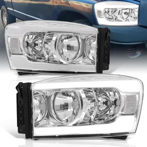 AJP الموزعين LED DRL أنبوب بار القيادة العارض رئيس أضواء الوفير الزاوية مصابيح إشارة زوج الجمعية LH RH يسار + يمين متوافق/استبدال لرام 1500 2500 3500 2006 2007 2008 2009 06 07 08 09 in Kuwait