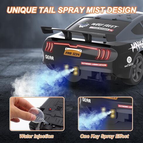 سيارة دولوكس RC الانجراف بمقياس 1/16 سيارة تحكم عن بعد 2.4 جيجا هرتز 4WD 30+KM/H سيارة عالية السرعة مع أضواء LED، إطارات انجراف إضافية ألعاب سيارات السباق هدايا عيد ميلاد للأولاد البالغين، بطاريتان، أسود in Kuwait