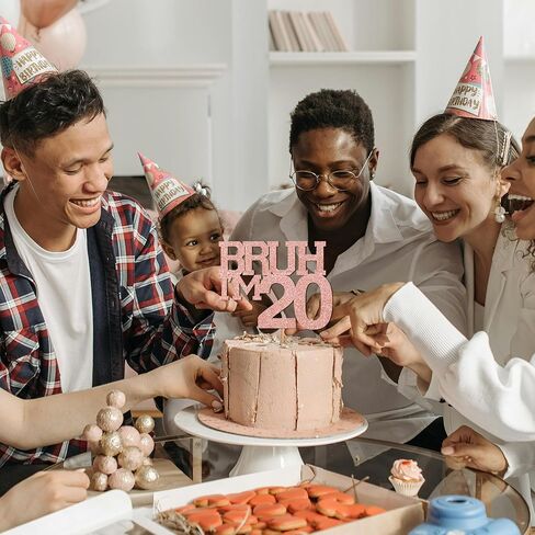 قطعة علوية لكعكة عيد الميلاد باللون الذهبي الوردي اللامع، عمر 15 عامًا، زينة عيد ميلاد سعيد مضحكة للأولاد والبنات لوازم تزيين الكيك لحفلات عيد الميلاد الخامس عشر in Saudi Arabia