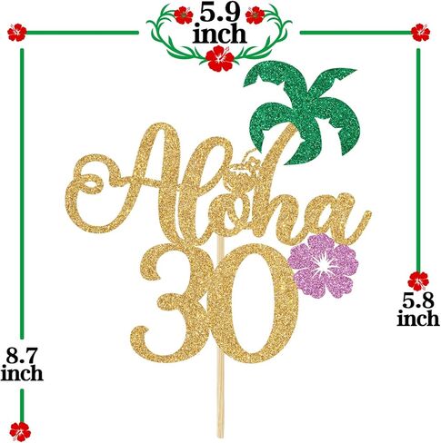 غلاف كعكة ألوها 60 ذهبي لامع، مرحبًا 60/هتاف إلى 60 عامًا/عيد ميلاد سعيد 60/ذكرى سنوية، ديكورات حفلات عيد الميلاد الستين بطابع هاواي الاستوائي in Kuwait