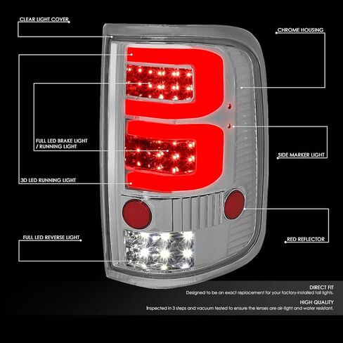 DNA MOTORING TL-F15004-LED-3D-CH-CL LED ثلاثي الأبعاد للسائق وجانب الركاب [متوافق مع 04-08 Ford F150 Lobo] in Saudi Arabia